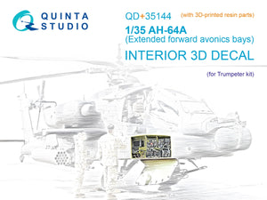 Quinta Studio QD+35144 Baies avioniques avant AH-64A Intérieur imprimé en 3D et coloré sur papier décalcomanie (Trumpeter) (avec pièces en résine imprimées en 3D) 1/35