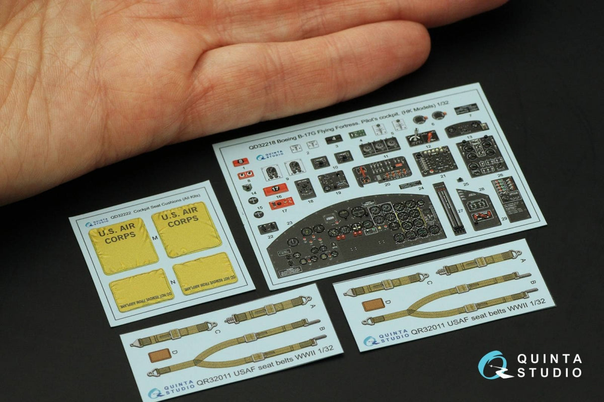 Quinta Studio QD32218 Compartiments du navigateur, du bombardier et des mitrailleurs latéraux et de queue du Boeing B-17G. Intérieur coloré imprimé en 3D (HK models) 1/32 – image 3