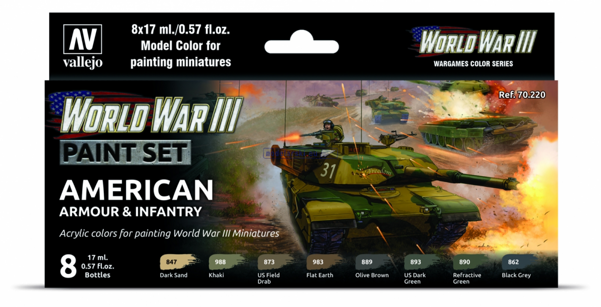 Vallejo 70220 WWIII Blindés et infanterie américains 8x17ml