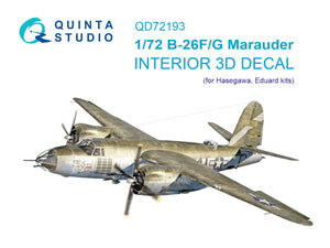 Intérieur coloré imprimé en 3D sur papier décalcomanie Quinta Studio QD72193 B-26F/G Marauder (Hasegawa) 1/72