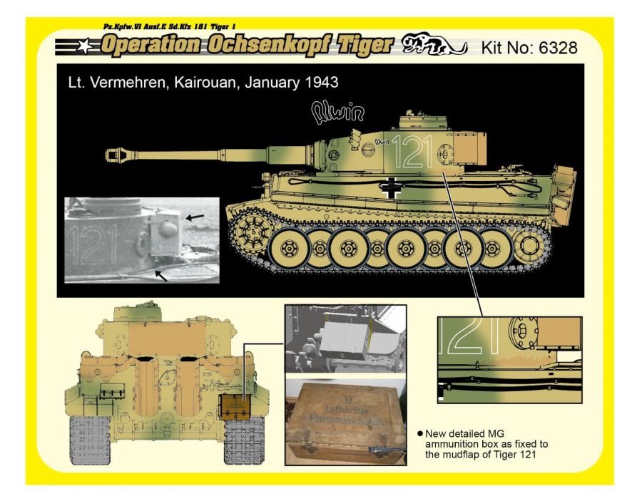 Dragon 6328 Char allemand Pz.Kpfw.VI Tiger I de la Seconde Guerre mondiale, première production, 501e escadron de l&amp;#39;opération Ochsenkopf, échelle 1/35 – image 6