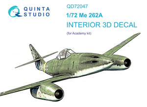 Intérieur du Me-262A imprimé en 3D et coloré, modèle Quinta Studio QD72047 (Academy), échelle 1/72