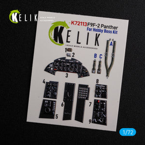 Décalcomanies 3D pour l&amp;#39;intérieur du F9F-2 Panther (KELIK K72113) pour la maquette HobbyBoss au 1/72