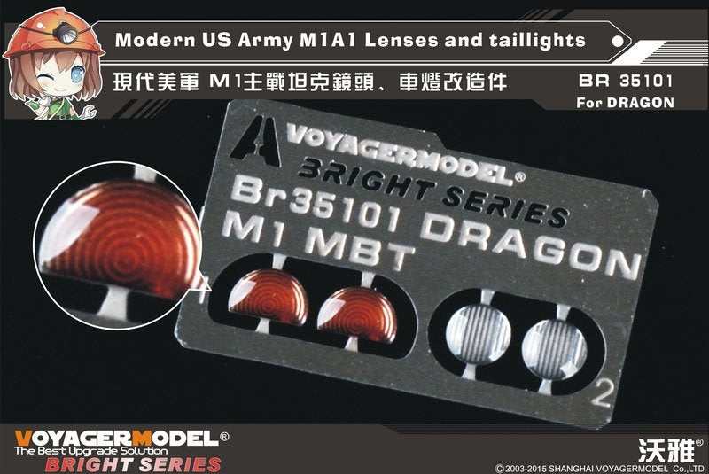 Lentilles et feux arrière Voyager Model BR35101 pour M1A1 de l'armée américaine moderne, compatibles avec DRAGON au 1/35
