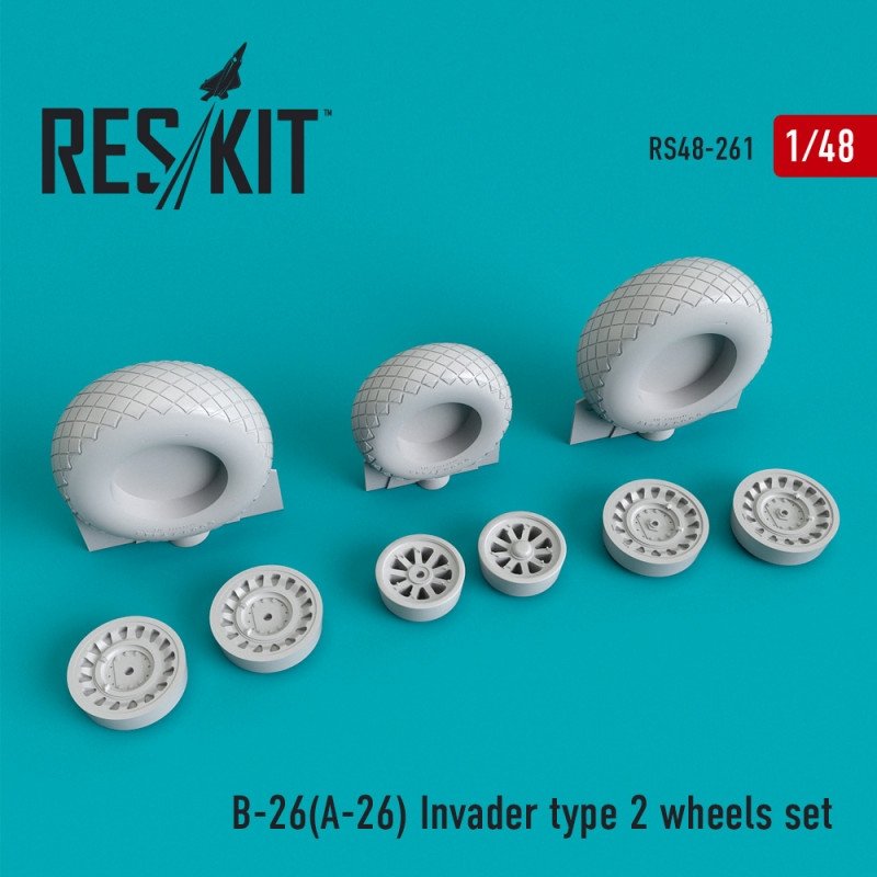 RESKIT RS48-0261 B-26 (A-26) Invader type 2 roues jeu 1/48