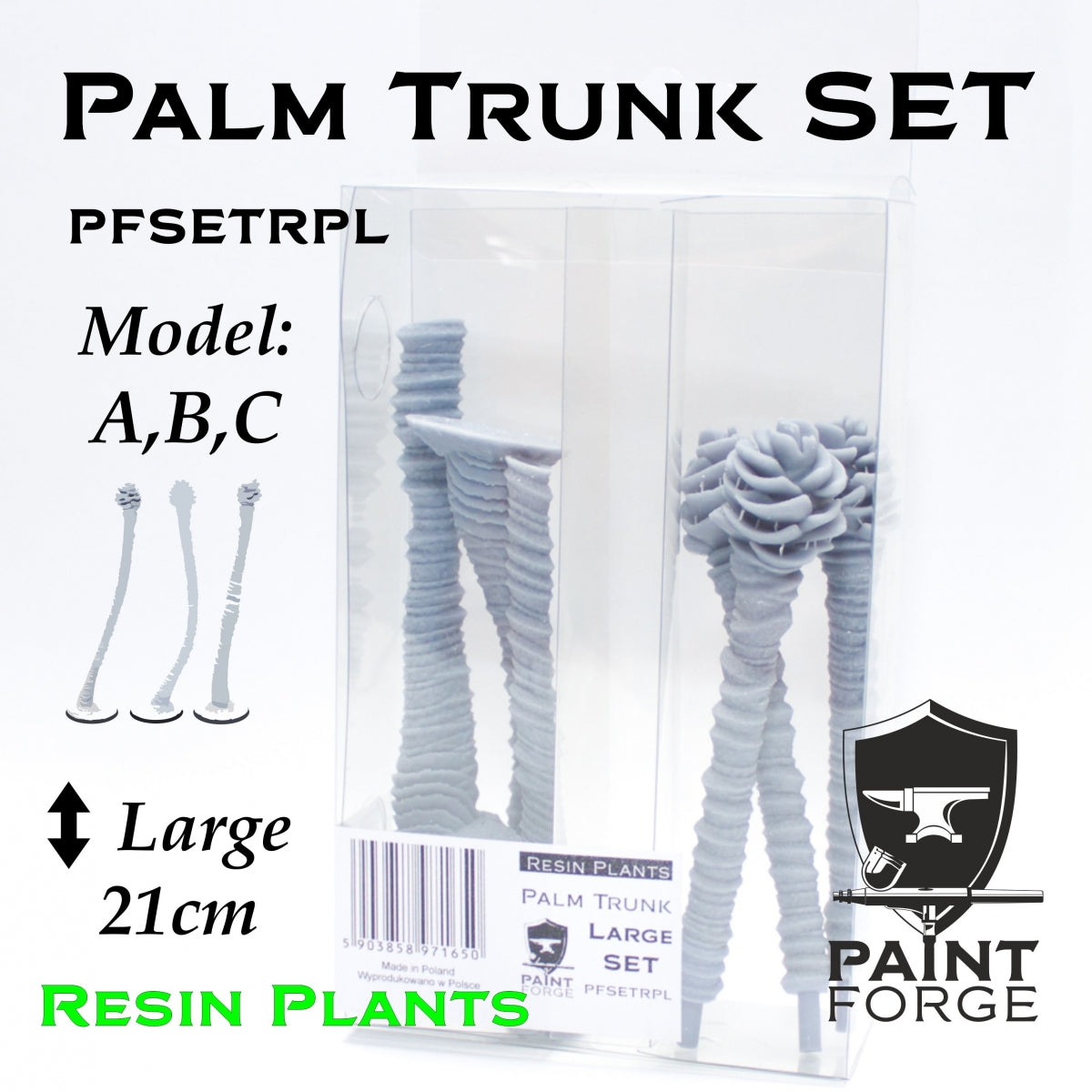 Ensemble de plantes en résine Paint Forge PFSETRPL PALM TRUNK L