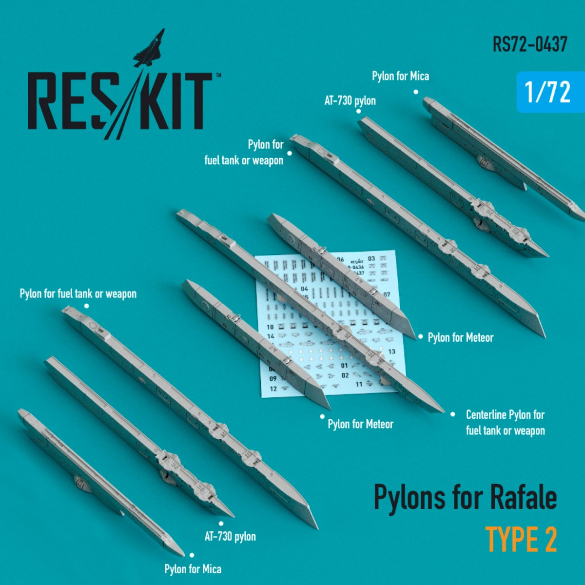 RESKIT RS72-0437 PYLÔNES POUR RAFALE TYPE 2 1/72