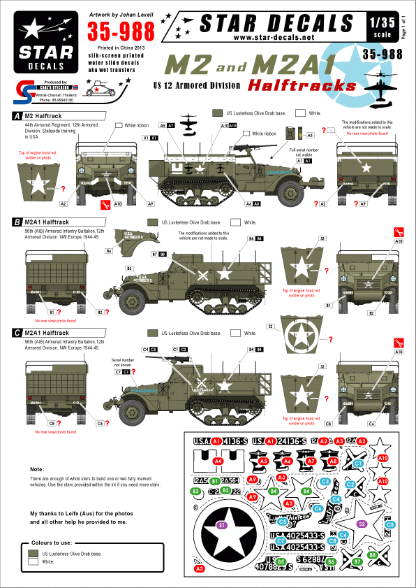 Star Decals 35-988 Semi-chenillés américains M2 et M2A1 1/35