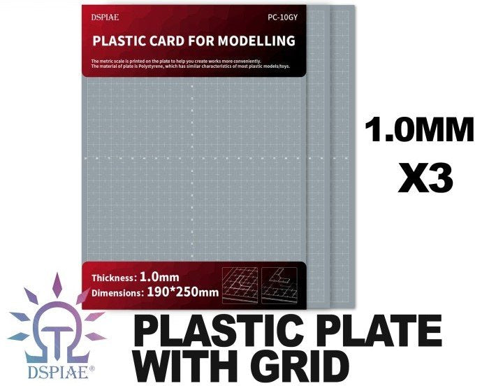 Carte plastique DSPIAE PC-10GY pour modélisme 1,0 mm - Plaque en plastique