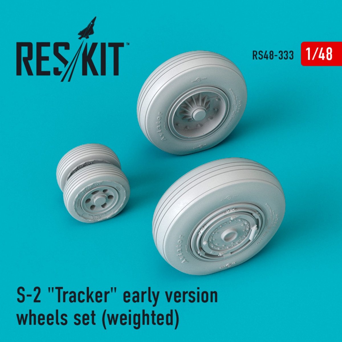 RESKIT RS48-0333 S-2 « TRACKER » VERSION ANCIENNE ENSEMBLE DE ROUES (LESTÉES) 1/48
