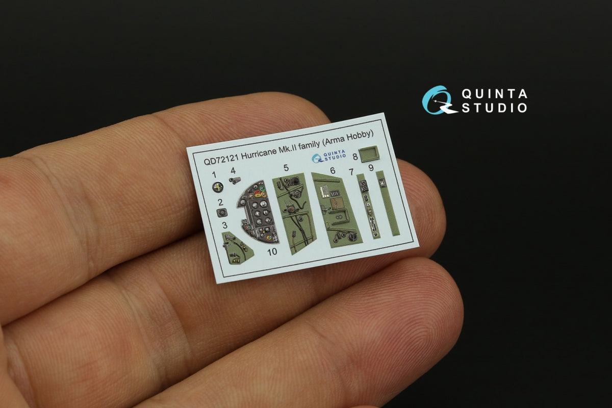 Intérieur coloré imprimé en 3D sur papier décalcomanie pour la famille Hurricane Mk.II (Quinta Studio QD72121) (Arma Hobby) à l&amp;#39;échelle 1/72 – Bild 8