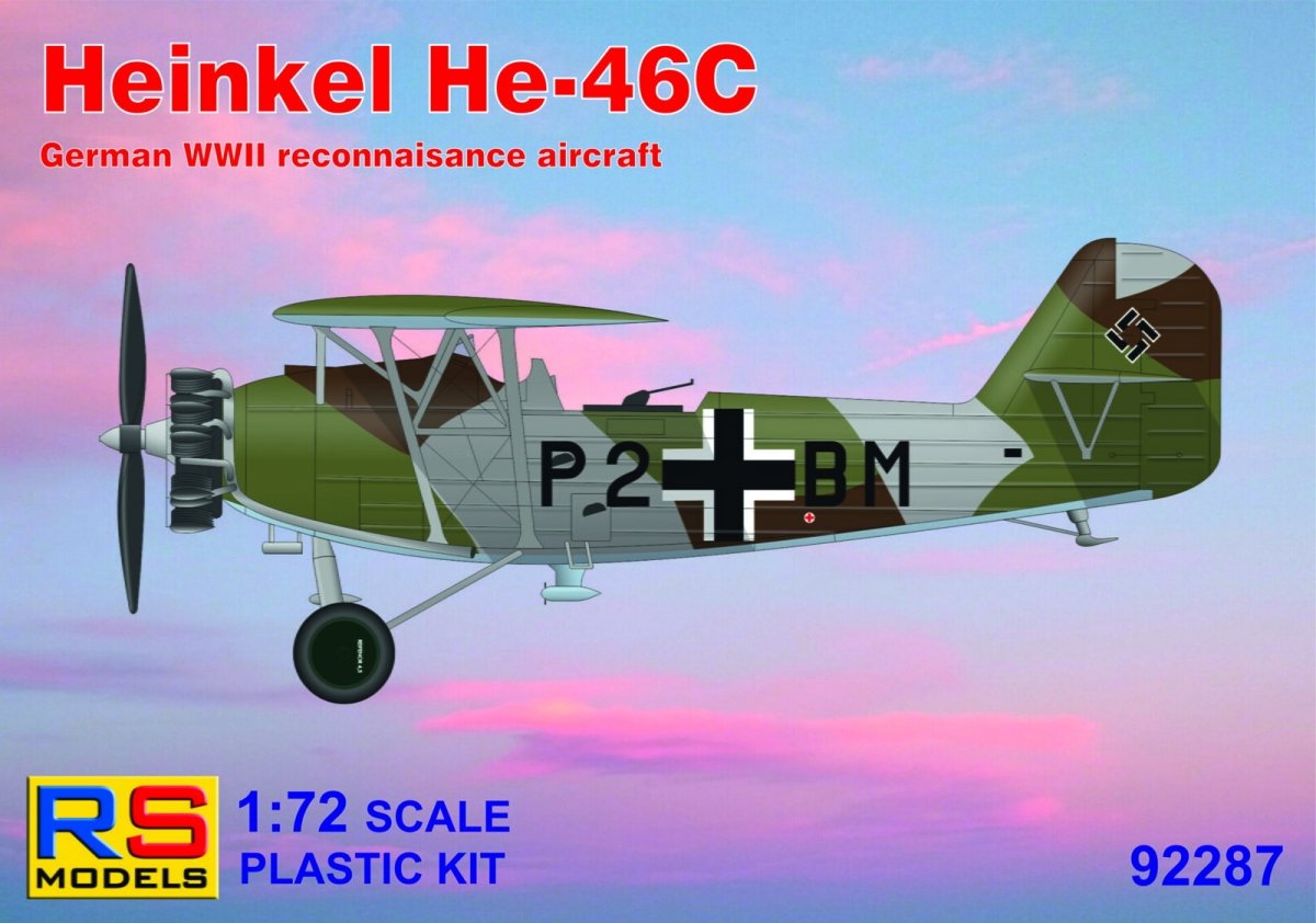 RS Models 92287 Heinkel He-46C - Avion de reconnaissance allemand de la Seconde Guerre mondiale, échelle 1/72