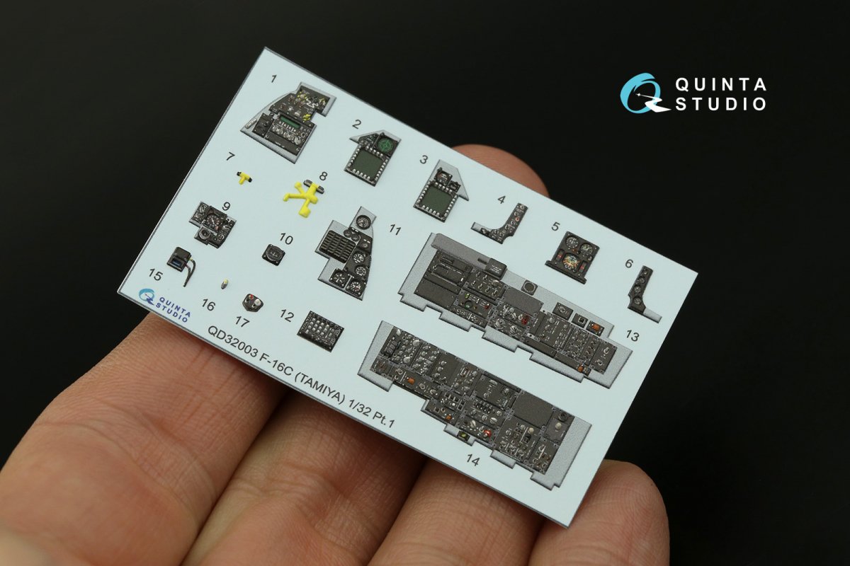 Intérieur imprimé en 3D et coloré sur papier décalcomanie Quinta Studio QDS-32003 F-16C (Tamiya) (petite version) 1/32 – image 8