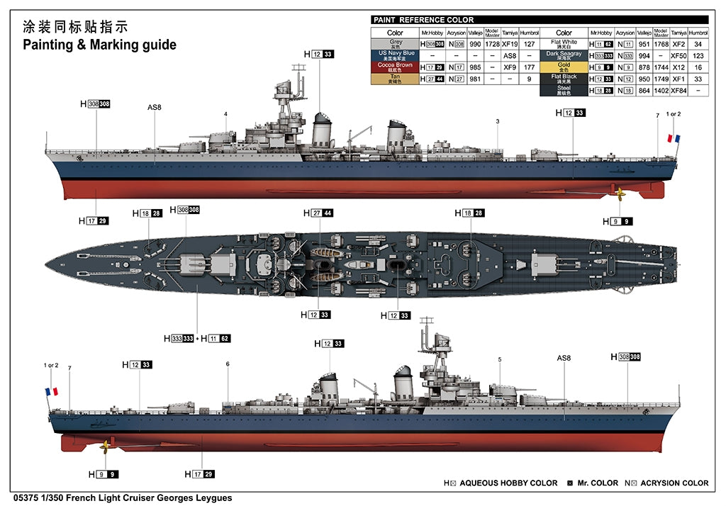 Trumpeter 05375 Croiseur léger français Georges Leygues 1/350 – immagine 4