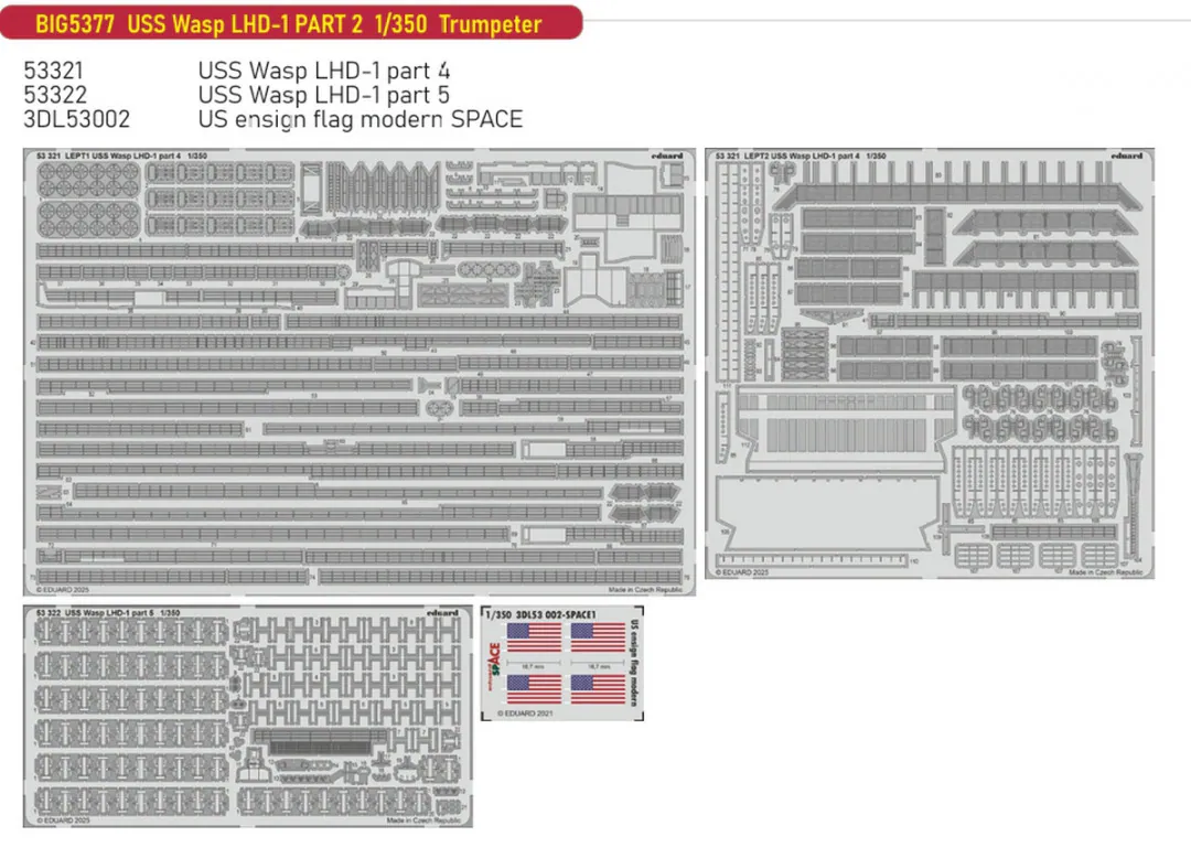 Eduard BIG5377 USS Wasp LHD-1 PARTIE 2 TRUMPETER 1/350