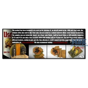 Uschi van der Rosten 1016 Autocollant en grain de bois Textures intérieures d&amp;#39;avion fines 1/48