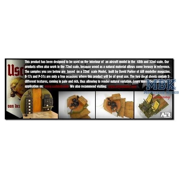Uschi van der Rosten 1016 Autocollant en grain de bois Textures intérieures d&amp;#39;avion fines 1/48
