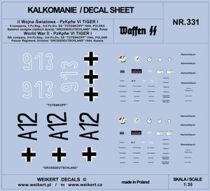 Weikert Decal DEC331 PzKpfw VI TIGER - Division SS Totenkopf et Division Grossdeutschland - 1944 - vol.1 1/35
