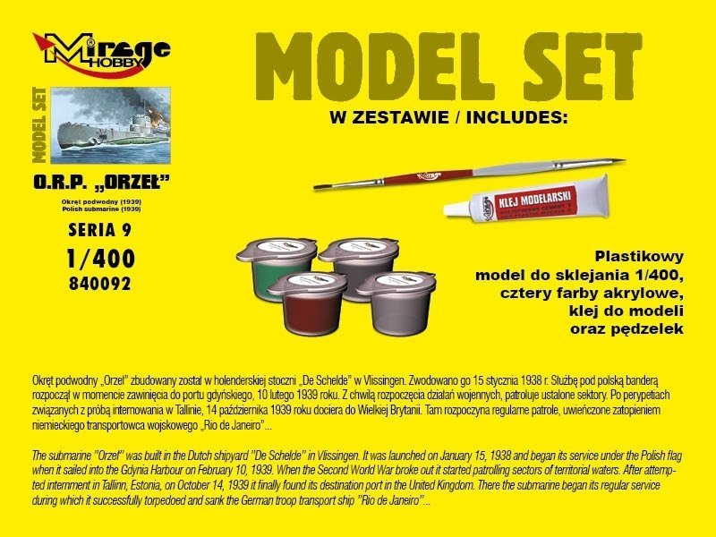 Mirage Hobby 840092 ORP &amp;#39;ORZEŁ&amp;#39; Sous-marin polonais 1939 1/400 – image 3