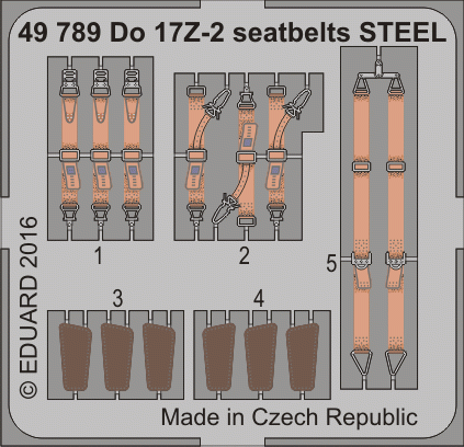 Ceintures de sécurité Eduard 49789 Do 17Z-2 en acier ICM 1/48 