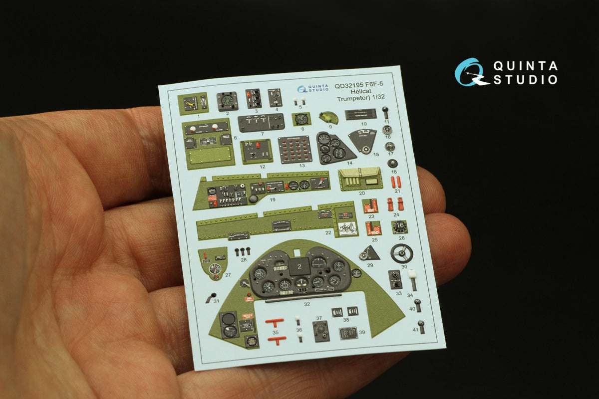 Intérieur imprimé en 3D et coloré sur papier décalcomanie Quinta Studio QD32195 F6F-5 Hellcat (Trumpeter) 1/32 – imagen 3