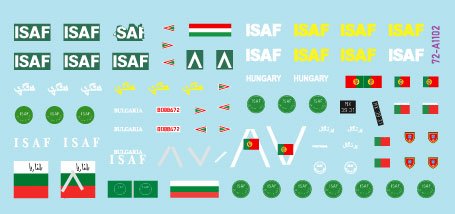 Star Decals 72-A1102 ISAF-Afghanistan n° 3. Casques bleus bulgares, hongrois et portugais. BRDM-2, BTR-80A, Panhard VBL. Échelle 1/72.  – immagine 2