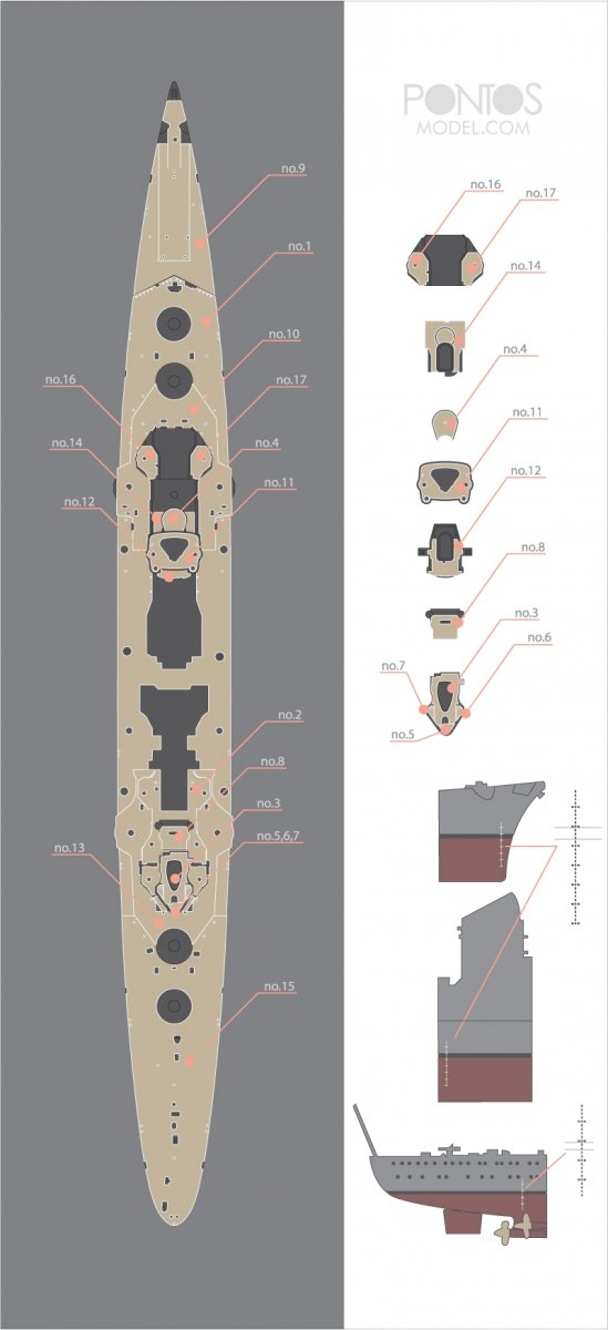 Pontos 35017WD1 DKM Printz Eugen Jeu de pont en bois (1/350) – image 3