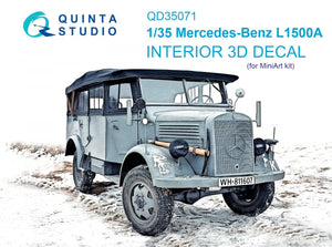 Intérieur imprimé en 3D et coloré sur papier décalcomanie Quinta Studio QD35071 Mercedes-Benz L1500A (MiniArt) 1/35