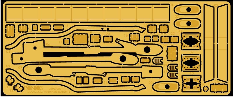 Pontos 35027WD1 HMS Warspite, ensemble de pont en bois 1943 (1/350) – image 3