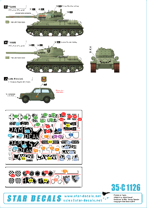 Star Decals 35-C1126 HVO (Croate). M-84, BRDM-2 2S1 Gvosdika, M-60P, M53/70 Prague, VW T3 1/35 – immagine 2