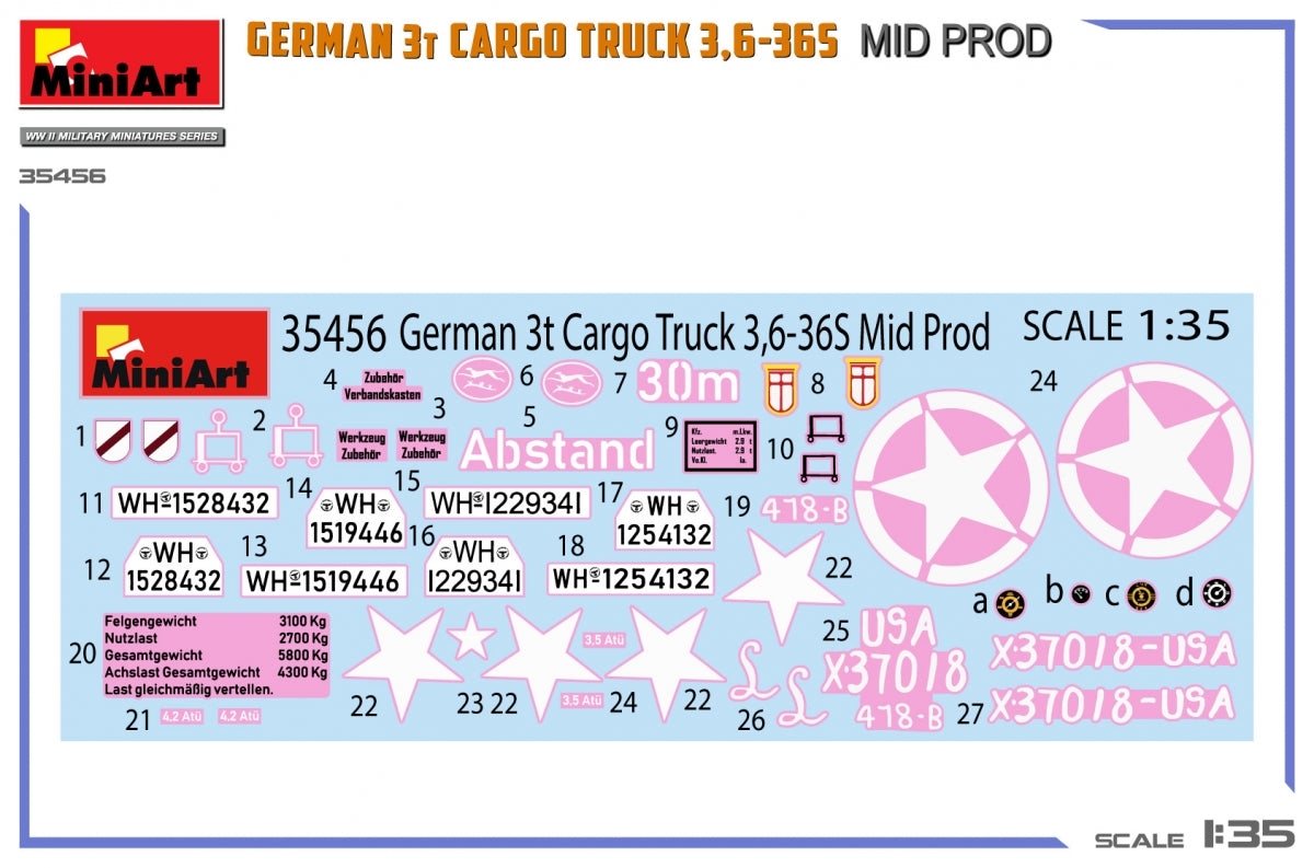 Miniart 35456 CAMION DE CHARGEMENT ALLEMAND 3T 3.6-36S MID PROD 1/35 – imagen 2