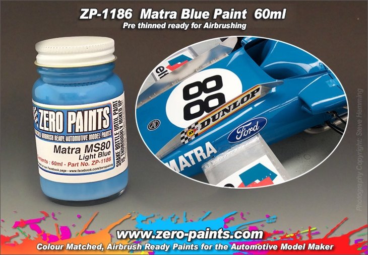 Peinture bleu clair Zero Paints ZP-1186 Matra MS80 60 ml