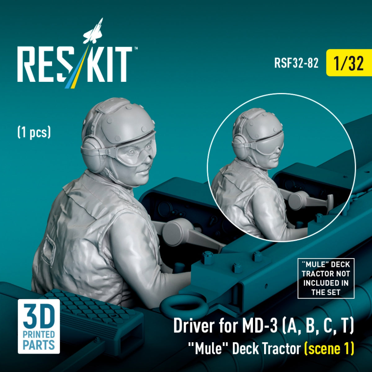 RESKIT RSF32-0082 Driver for MD-3 (A, B, C, T) "Mule" Deck Tractor (scene 1) (1 pcs) (3D Printed) 1/32