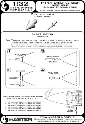 Master AM-32-127 F-14A version initiale - cône de radôme et sonde d&amp;#39;angle d&amp;#39;attaque 1/32 – image 3