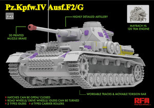 Maquette Rye Field 5143 Pz.Kpfw.IV Ausf.F2/G avec moteur et chenilles fonctionnelles, échelle 1/35 – image 3