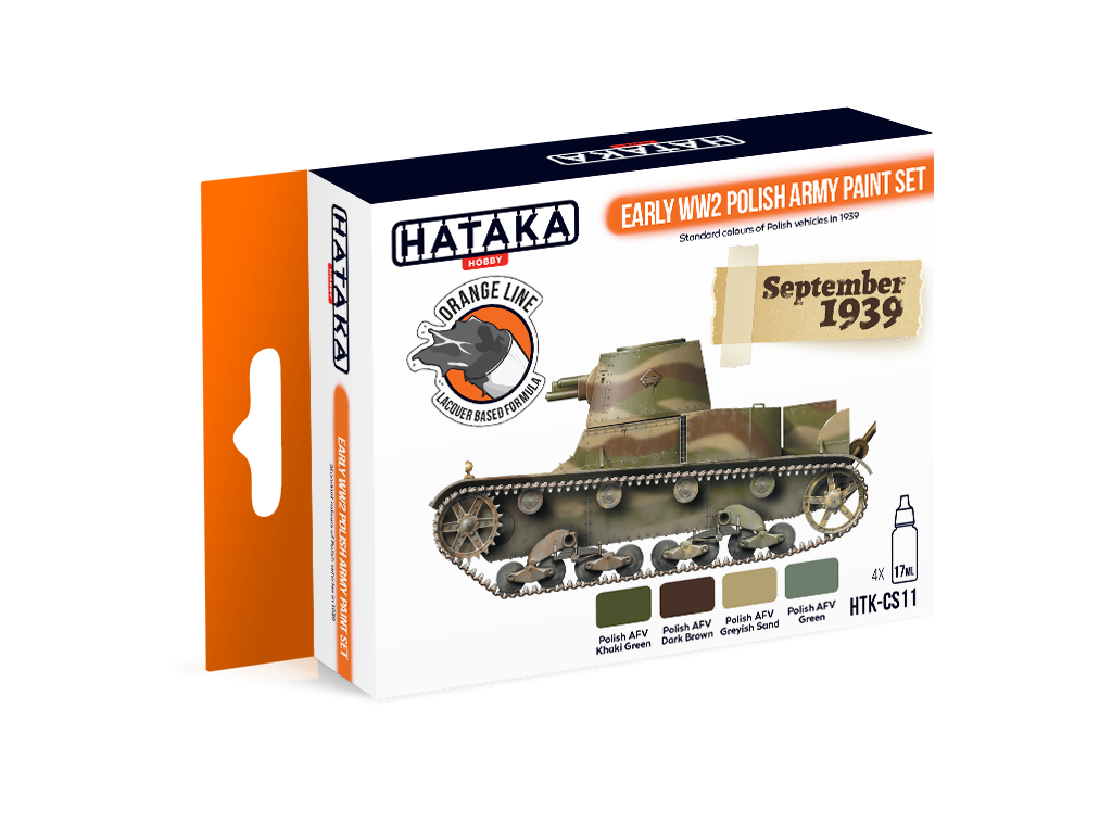 Hataka HTK-CS11 ORANGE LINE – Coffret de peinture de l&amp;#39;armée polonaise du début de la Seconde Guerre mondiale (4 x 17 ml)