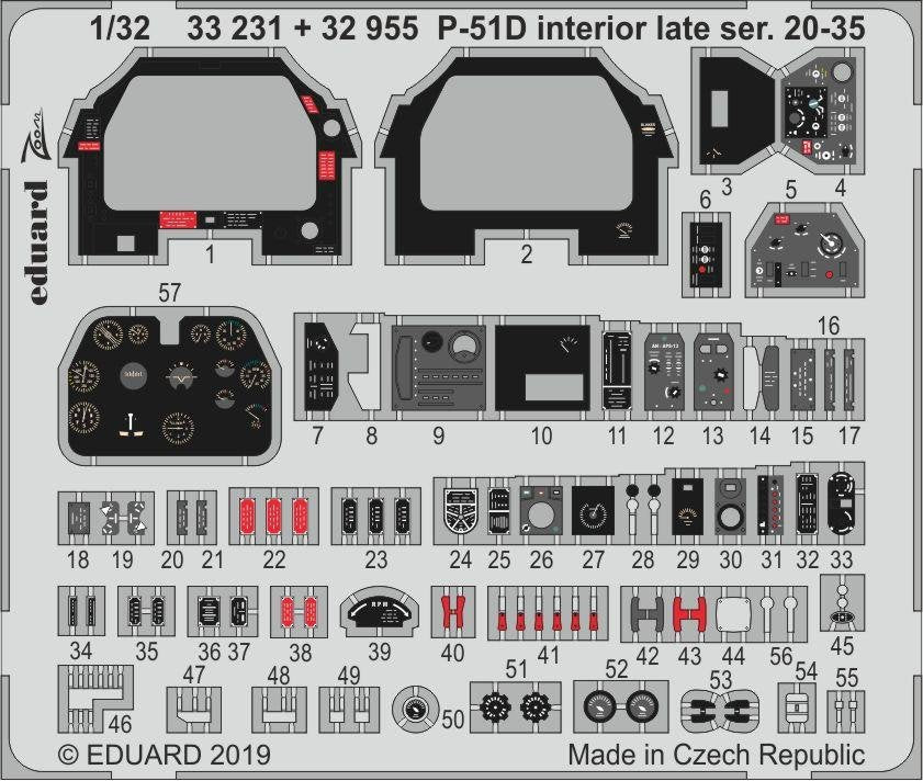 Eduard 32955 P-51D intérieur série tardive. 20-35 1/32 TAMIYA
