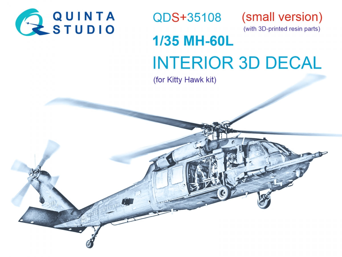 Intérieur du MH-60L Quinta Studio QDS+35108 imprimé en 3D et coloré sur papier décalcomanie (Kitty Hawk) (avec pièces en résine imprimées en 3D) (petite version) 1/35