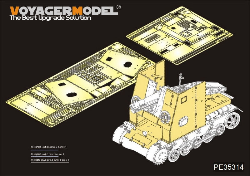 Plaque de blindage Voyager Model PE35314 pour canon allemand de 150 mm s.IG.33(Sf) sur Pz.Kpfw.I Ausf.B de la Seconde Guerre mondiale, compatible avec la maquette DRAGON 6259 au 1/35