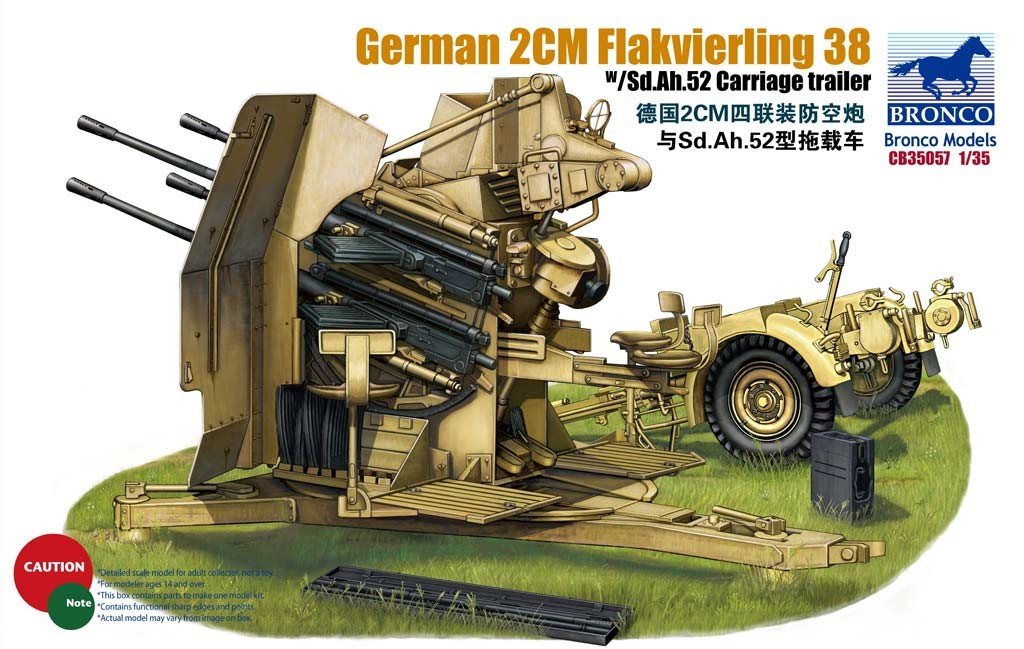 Bronco 1/35 2cm Flakvierling 38 avec remorque (CB35057)