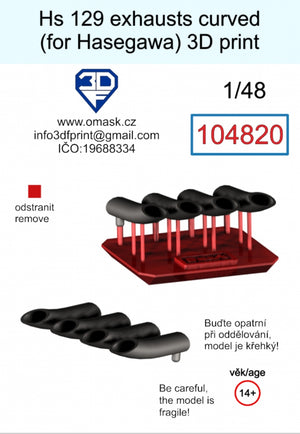 Omask 104820 Hs 129 Échappements courbés (pour Hasegawa/Hobby 2000) Impression 3D 1/48 – Bild 2