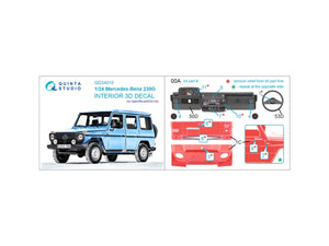 Quinta Studio QD24010 Mercedes-Benz 230G Intérieur coloré imprimé en 3D sur papier décalcomanie (Italeri-Revell-ESCI) 1/24 – Bild 2