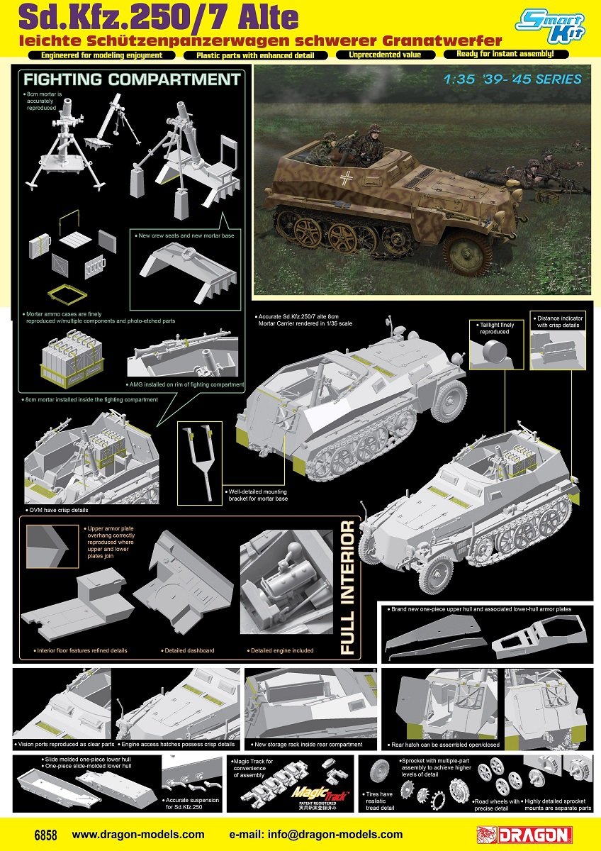 Dragon 6858 Sd.Kfz.250/7 Alte Ieichte Schutzenpanzerwagwn Schwerer Granatwerfer 1/35
