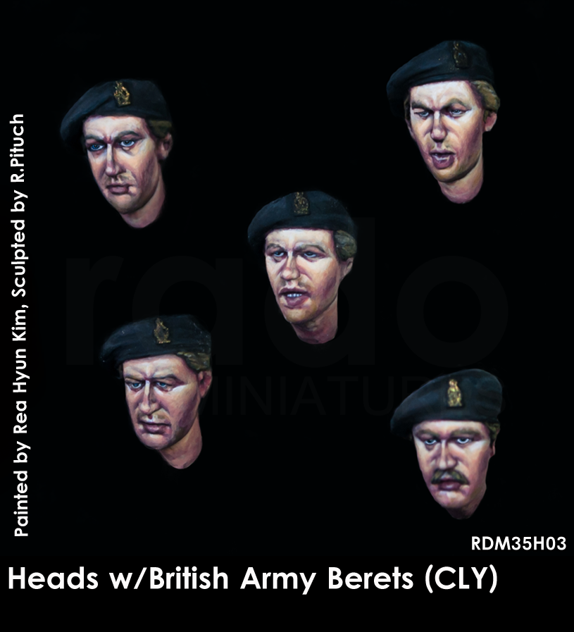 RADO Miniatures RDM35H03 Têtes avec bérets de l&amp;#39;armée britannique (insigne du comté de Londres de la Yeomanry) 1/35