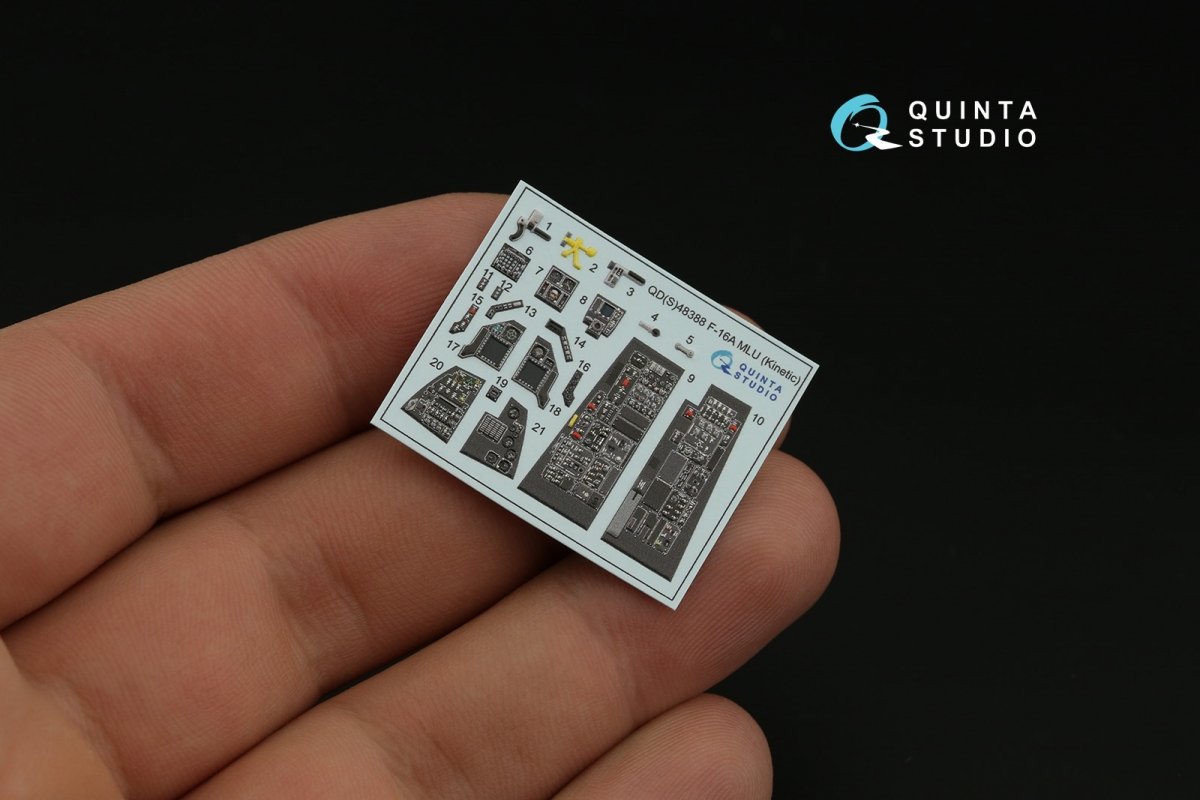 Intérieur imprimé en 3D et coloré sur papier décalcomanie Quinta Studio QD48388 F-16A MLU (Kinetic) à l&amp;#39;échelle 1/48 – immagine 5