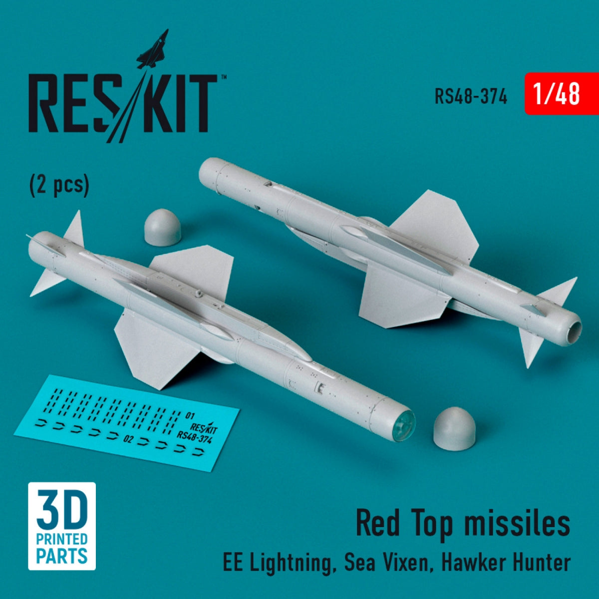 Missiles RESKIT RS48-0374 Red Top (2 pièces) (Impression 3D) 1/48