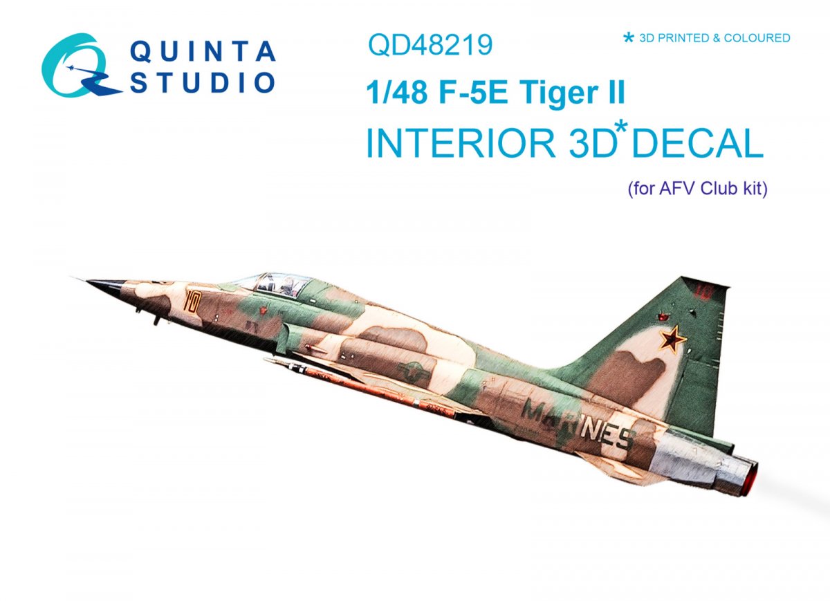 Intérieur imprimé en 3D et coloré sur papier décalcomanie Quinta Studio QD48219 F-5E (AFV club) 1/48