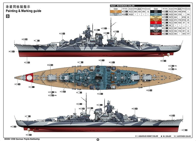 Maquette Trumpeter 05359 du cuirassé allemand Tirpitz au 1/350 – image 10