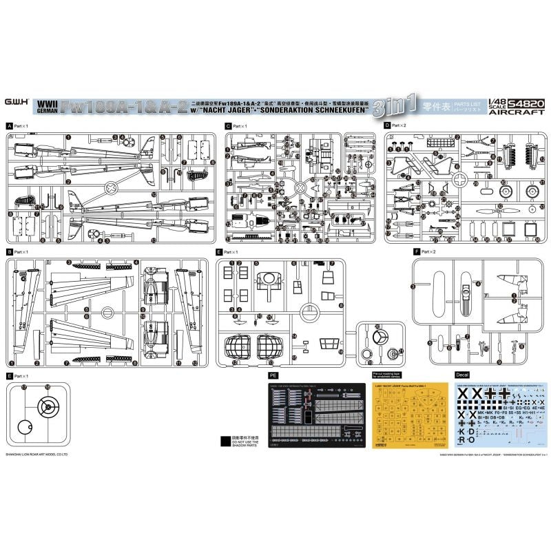 Great Wall Hobby S4820 Fw189A-1&amp;amp;A-2 /w &amp;quot;Nacht Jager&amp;quot; - &amp;quot;Sonderaktion Schneekufen&amp;quot; 1/48 – zdjęcie 6