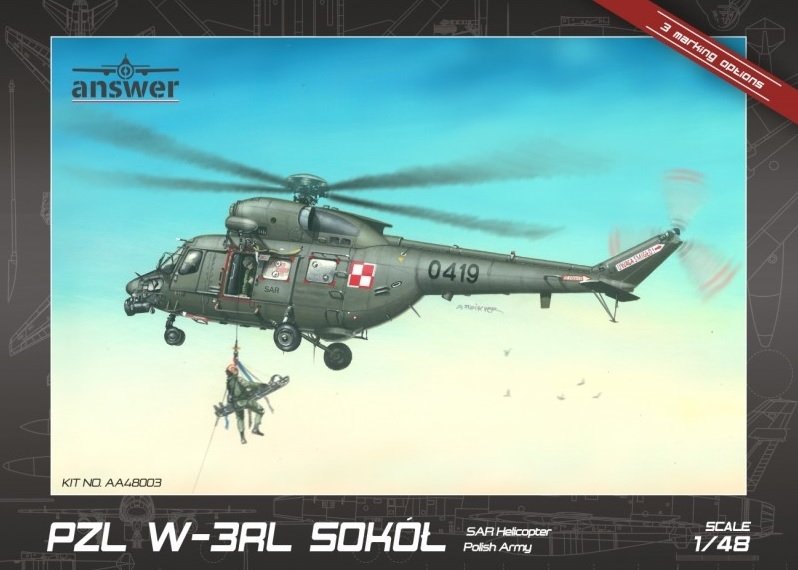 Answer AA48003 PZL W-3RL Sokół Sar Hélicoptère de l&amp;#39;Armée Polonaise 1/48